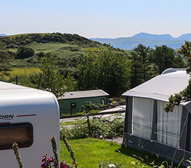 isteddfa Caravan & Camping Park looking out to mountains